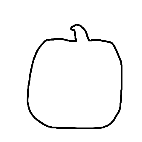 A hand-drawn outline that looks more like a pumpkin than a tree