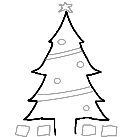 The tree outline with additional grey detail lines representing delegated work
